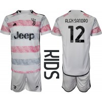 Camiseta Juventus Alex Sandro #12 Visitante Equipación para niños 2023-24 manga corta (+ pantalones cortos)